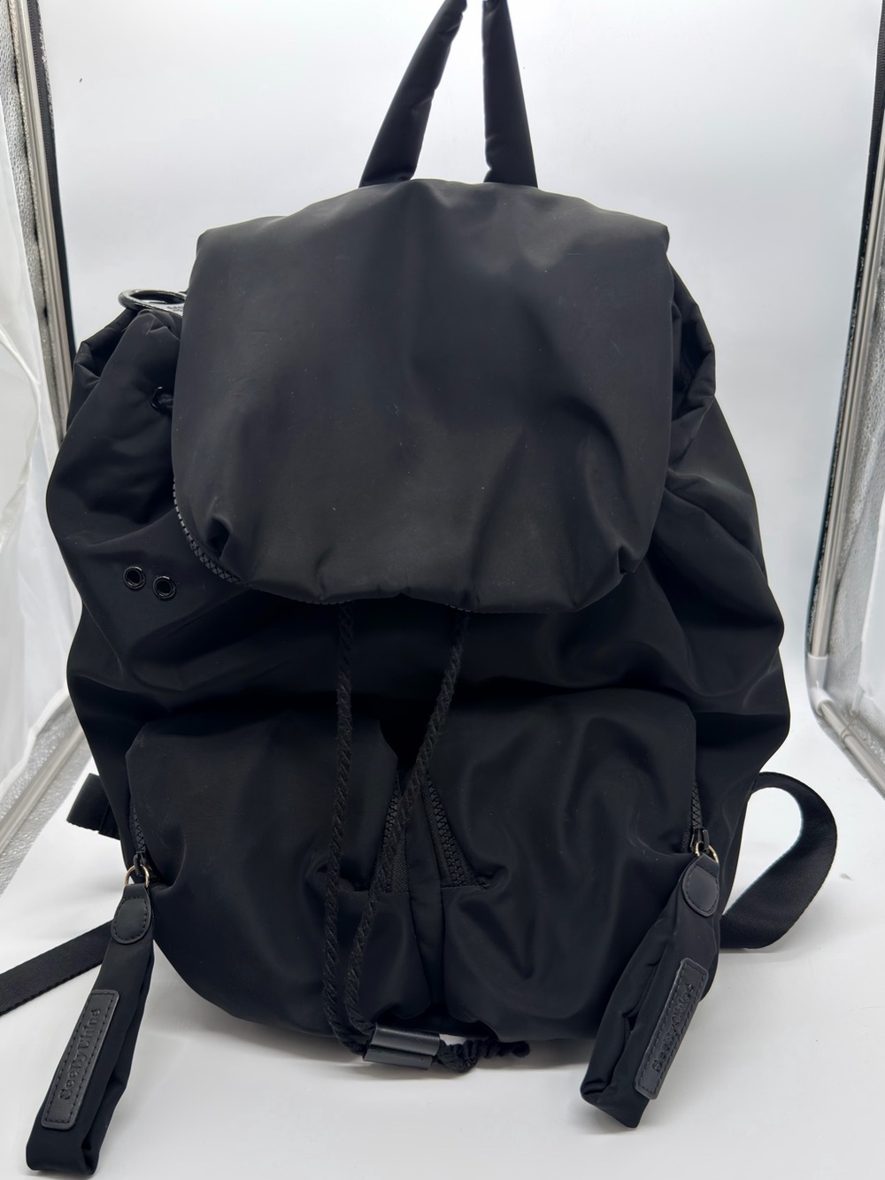 See By Chloe Black Nylon Drawstring Backpack‎